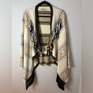 Chekanka Woven Southwestern Fringe Cardigan Sweater 100% Cotton